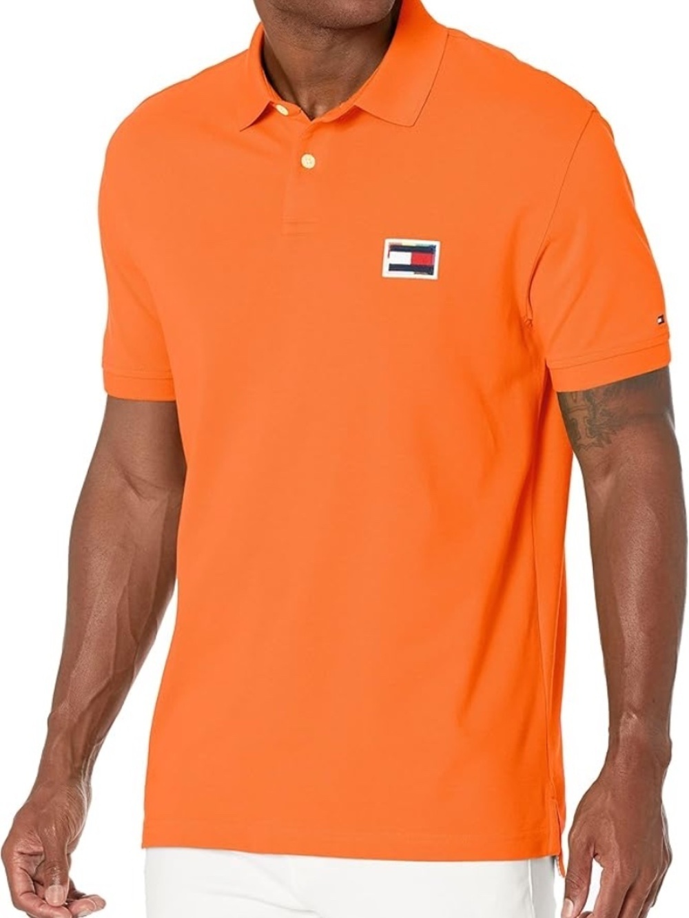 Tommy Hilfiger Men's PRIDE Orange Polo Shirt size large